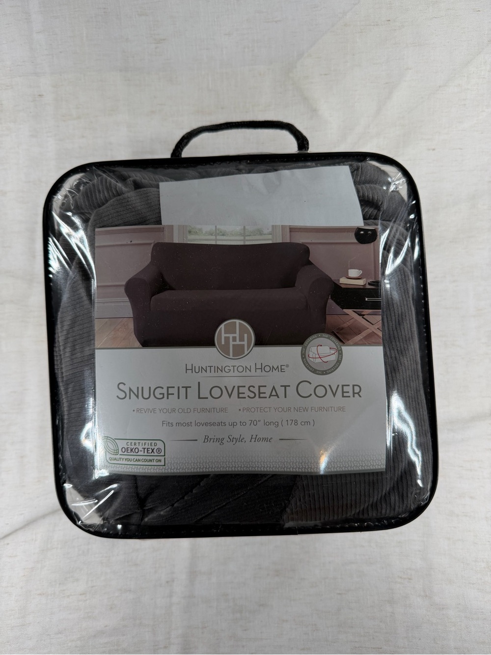 Huntington Home SnugFit Loveseat Cover — Charcoal